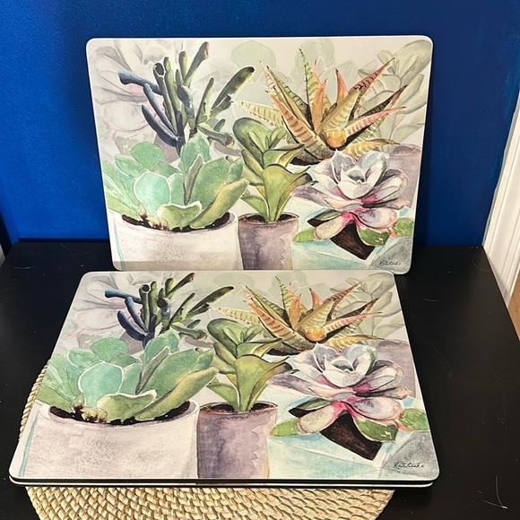 NWOT Set of Four Pimpernel Succulents Collection Cork Backed Placemats - Picture 2 of 5